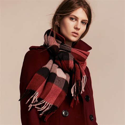 Burberry Half Mega Check Cashmere Scarf, Parade Red